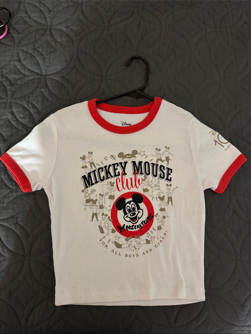 Disney White & Red Mickey Mouse Club Ringer Tee